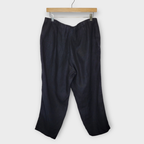 J Jill Pure Jill Linen Relaxed Straight Crop Pants M Black - Picture 3 of 5